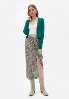 Women Green Crop Cardigan with Buttons