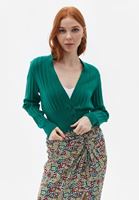 Women Green Crop Cardigan with Buttons