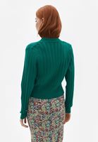 Women Green Crop Cardigan with Buttons