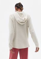 Women Cream Hooded Sweatshirt with Cut Out Detail