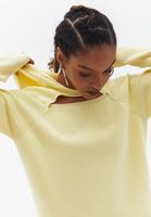 Women Yellow Hooded Sweatshirt with Cut Out Detail