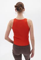 Women Red V-neck Crop Singlet