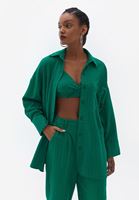 Women Green Oversize Jacquard Shirt