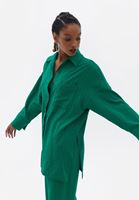 Women Green Oversize Jacquard Shirt