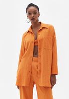 Women Orange Oversize Jacquard Shirt