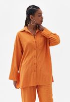 Women Orange Oversize Jacquard Shirt