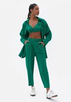 Women Green High Rise Baggy Fit Pants