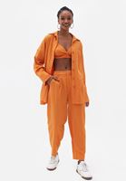 Women Orange High Rise Baggy Fit Pants