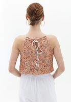 Bayan Çok Renkli Dantelli Halter Yaka Crop Atlet