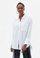 Women White Loose Fit Shirt with Pocket Detail