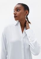 Women White Loose Fit Shirt with Pocket Detail