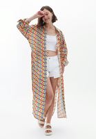 Women Mixed Loose Fit Maxi Kimono