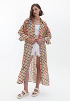 Women Mixed Loose Fit Maxi Kimono