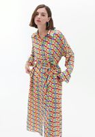 Women Mixed Loose Fit Maxi Kimono