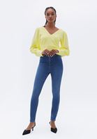 Women Yellow Gipped Crop Blouse