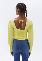 Women Yellow Gipped Crop Blouse