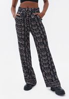 Bayan Çok Renkli Yüksek Bel Wide-Leg Pantolon
