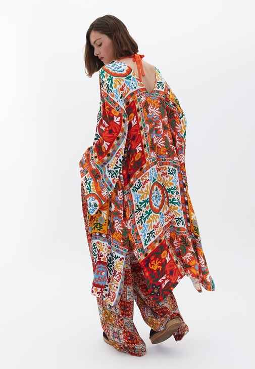 Kimono ve Desenli Pantolon Kombini
