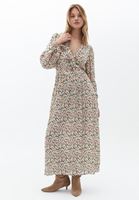 Women Mixed Maxi Dress with Puff Sleeves