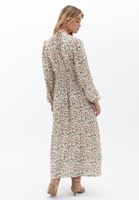 Women Mixed Maxi Dress with Puff Sleeves