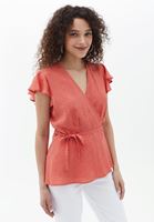 Women Mixed Double Breasted Loose Fit Blouse