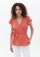 Women Mixed Double Breasted Loose Fit Blouse