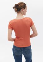 Women Orange Tshirt with Lace Detail