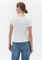 Women Cream Tshirt with Lace Detail