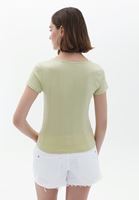 Women Green Tshirt with Lace Detail