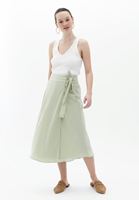 Women Green High Rise Midi Skirt