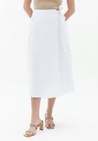 Women White High Rise Midi Skirt