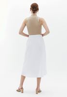 Women White High Rise Midi Skirt