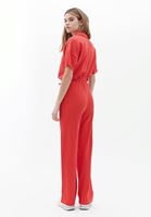 Women Red High Rise Pants with Drawstring Detail