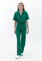 Women Green High Rise Pants with Drawstring Detail