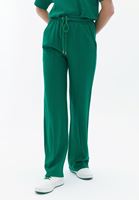 Women Green High Rise Pants with Drawstring Detail