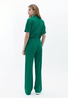 Women Green High Rise Pants with Drawstring Detail