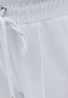 Women White High Rise Pants with Drawstring Detail