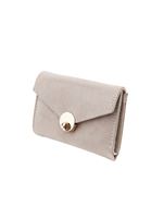 Women Beige Suede Wallet with Buckle Detail