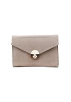 Women Beige Suede Wallet with Buckle Detail