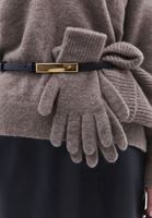 Women Beige Wool Blended Gloves