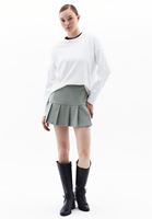 Women Green Mid Rise Pleated Mini Skirt