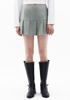 Women Green Mid Rise Pleated Mini Skirt