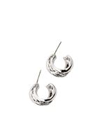 Women Silver Hoop Ear Ring with Twist Detail