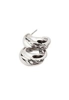 Women Silver Hoop Ear Ring with Twist Detail