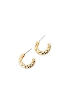 Women Gold Textured Hoop Ear Ring