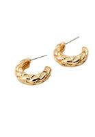 Women Gold Textured Hoop Ear Ring