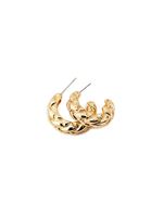 Women Gold Textured Hoop Ear Ring