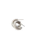 Women Silver Hoop Ear Ring with Pearl Detail