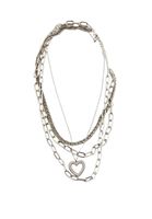 Women Silver Multi Layered Necklace with Heart Pendant