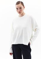 Women Cream Knitwear Sweater with Zipper Detail